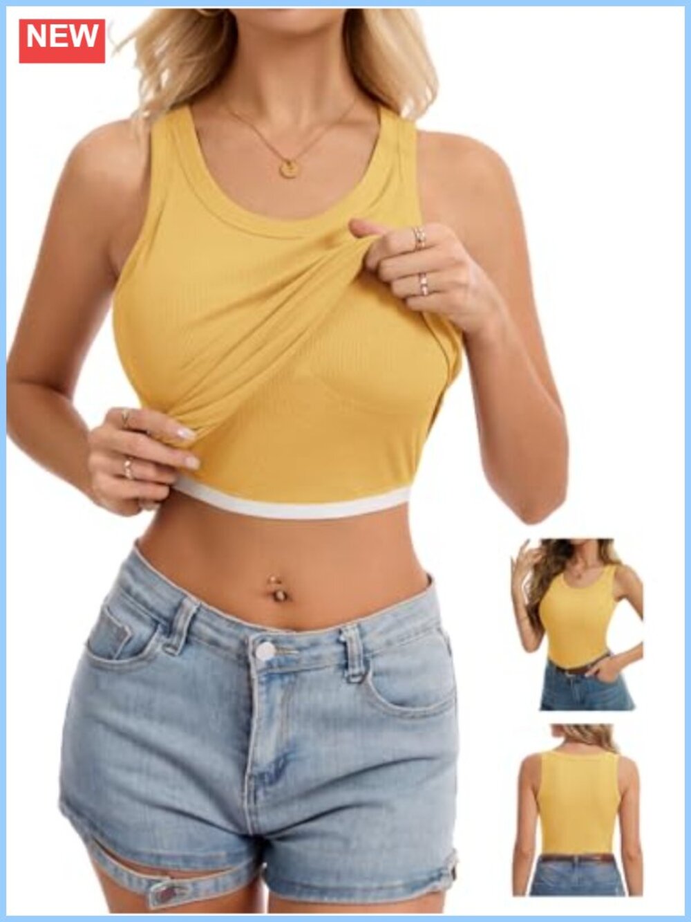 Women Tank Top with Built-in Racerback Fitted Cami